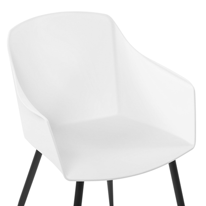 White Plastic Dining Chairs Set of 2 Minimalist Armchairs
