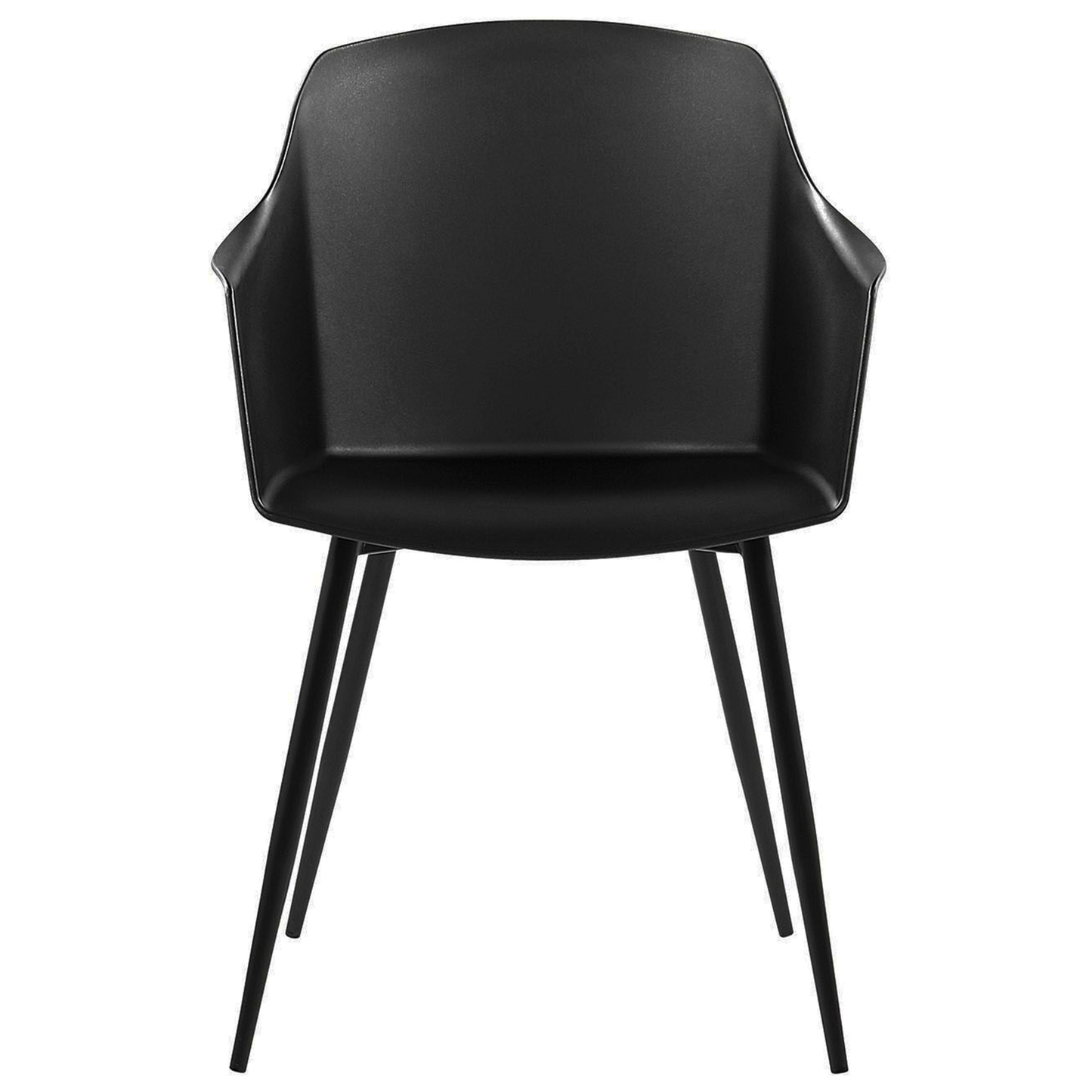 Black Plastic Dining Chairs Set of 2 Minimalist Armrests