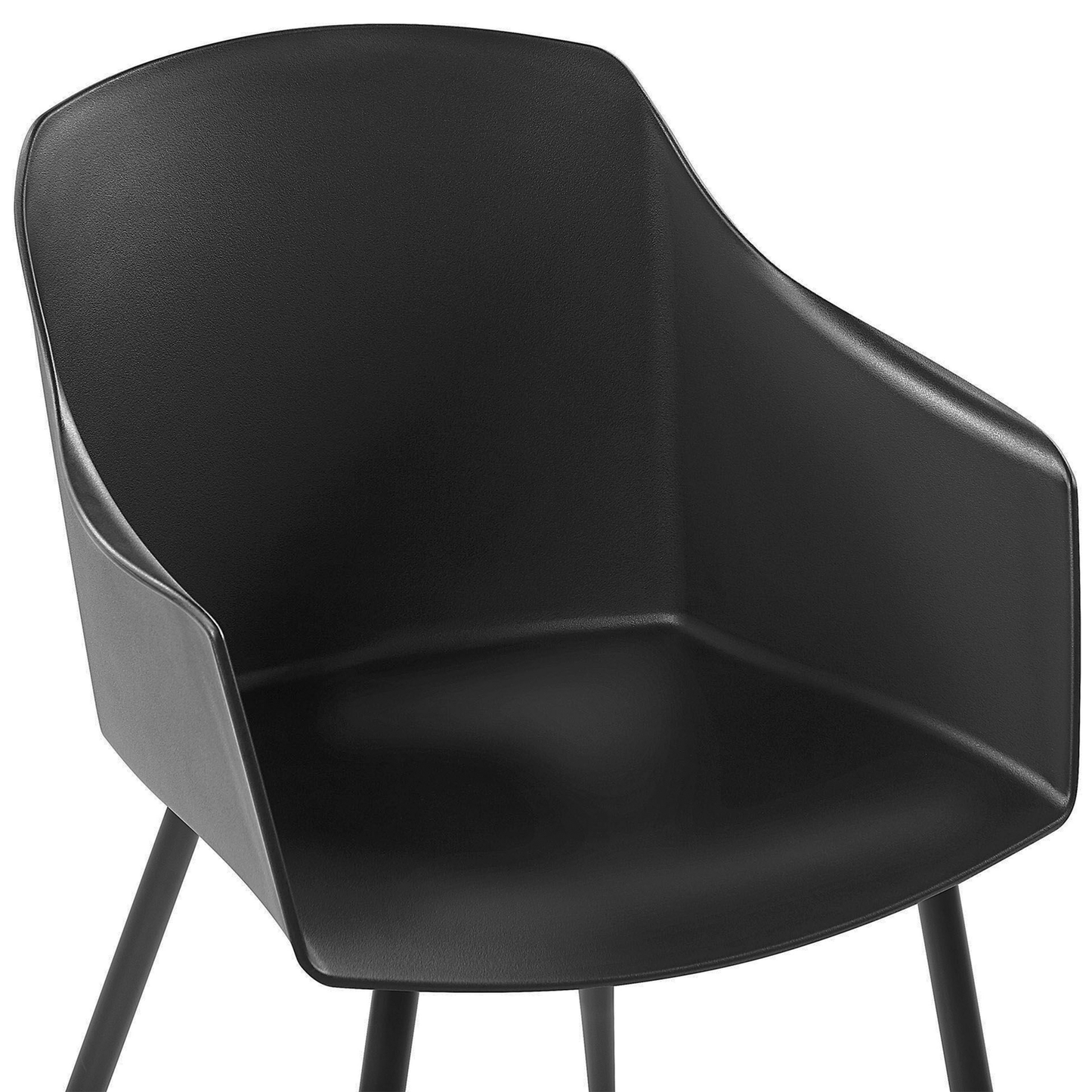 Black Plastic Dining Chairs Set of 2 Minimalist Armrests