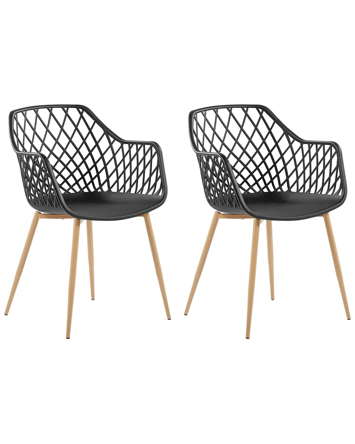 2 Pack Dining Chairs Black Open Net Back
