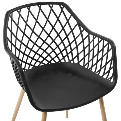 2 Pack Dining Chairs Black Open Net Back