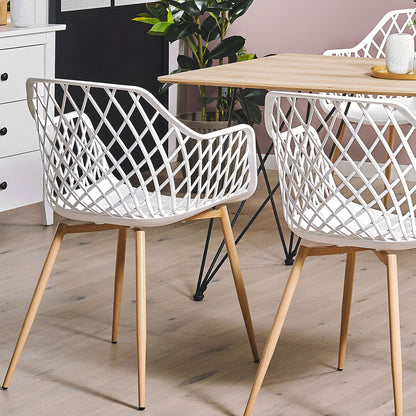 Nordic Dining Chairs Set of 2 White Synthetic Net Back