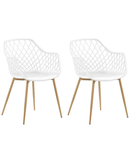 Nordic Dining Chairs Set of 2 White Synthetic Net Back
