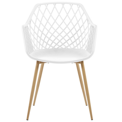 Nordic Dining Chairs Set of 2 White Synthetic Net Back