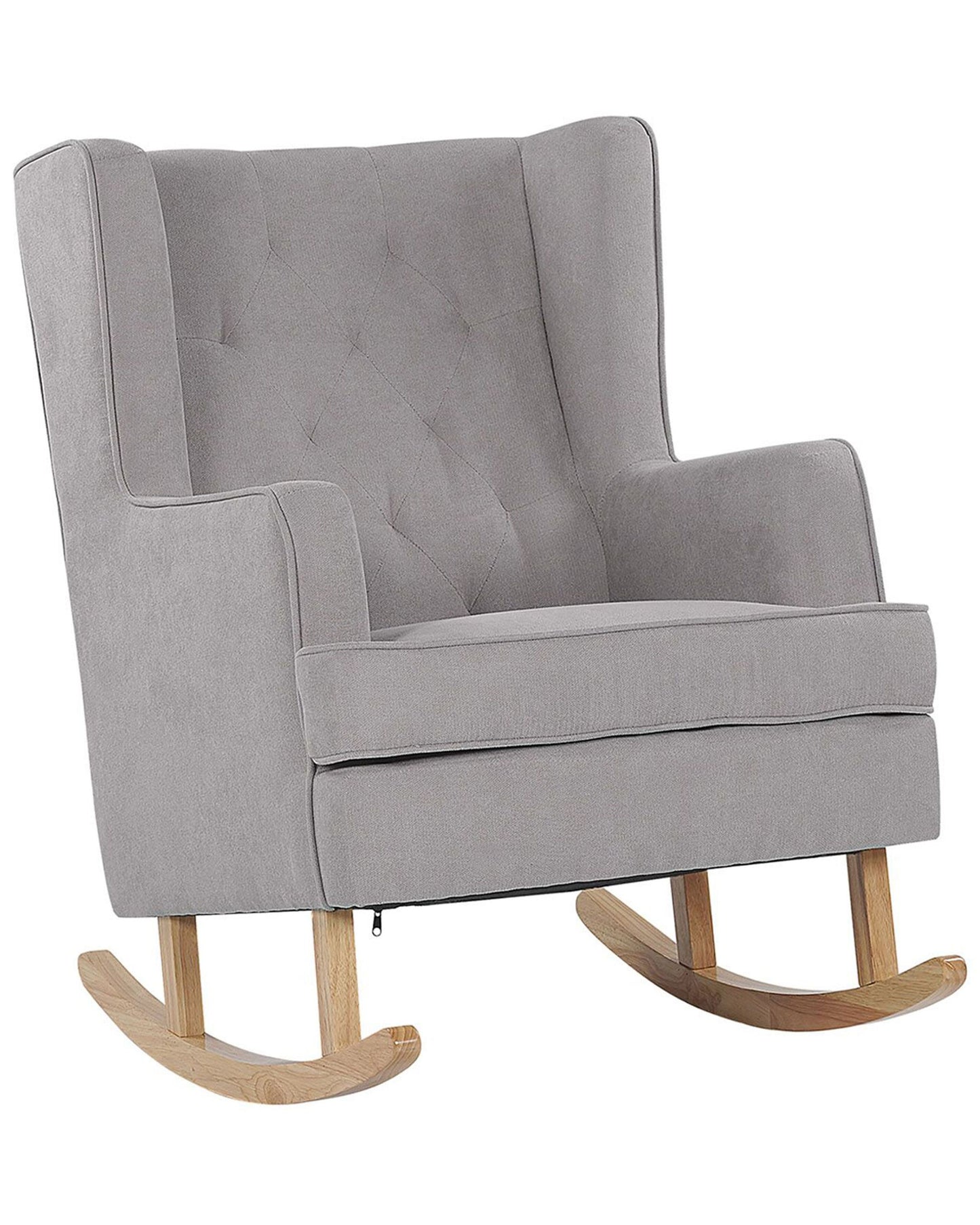 Living Rocking Chair Light Grey Fabric Solid Wood Skates Classic