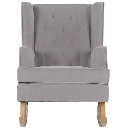 Living Rocking Chair Light Grey Fabric Solid Wood Skates Classic