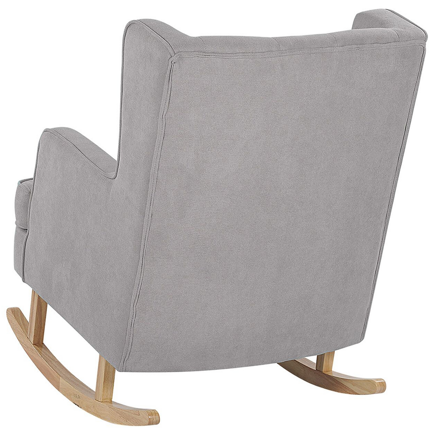 Living Rocking Chair Light Grey Fabric Solid Wood Skates Classic