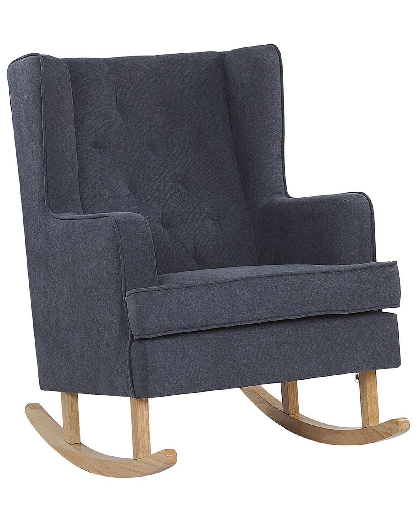 Rocking Chair Grey Fabric With Solid Wood Rockers Classic