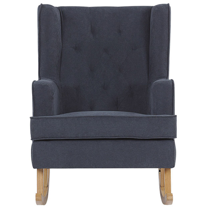 Rocking Chair Grey Fabric With Solid Wood Rockers Classic