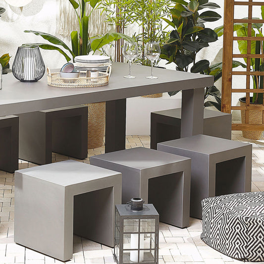 Garden Stools Set Of 2 Grey Concrete Modern Industrial