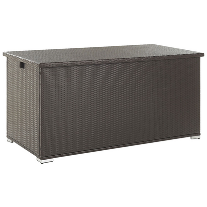 Outdoor Storage Box Brown Faux Rattan Chest 155 x 75cm