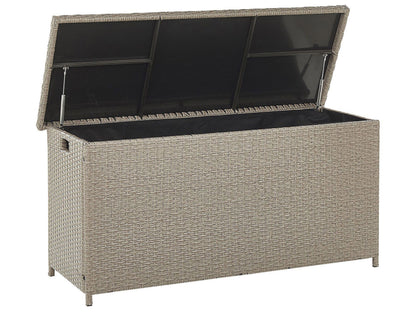 Outdoor Storage Box Beige Faux Rattan 126 x 46cm