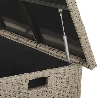 Outdoor Storage Box Beige Faux Rattan 126 x 46cm