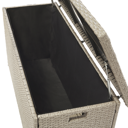 Outdoor Storage Box Beige Faux Rattan 126 x 46cm