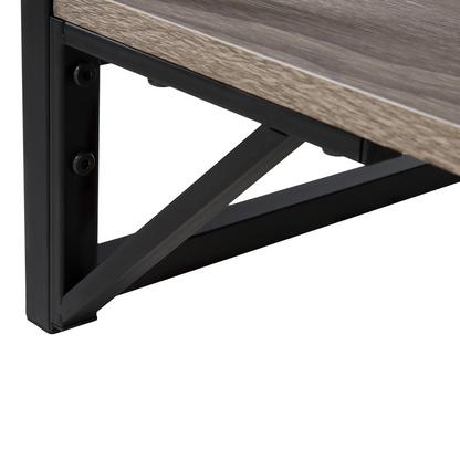 Industrial Coffee Table Taupe Wood Top Black Metal Frame 120 x 61