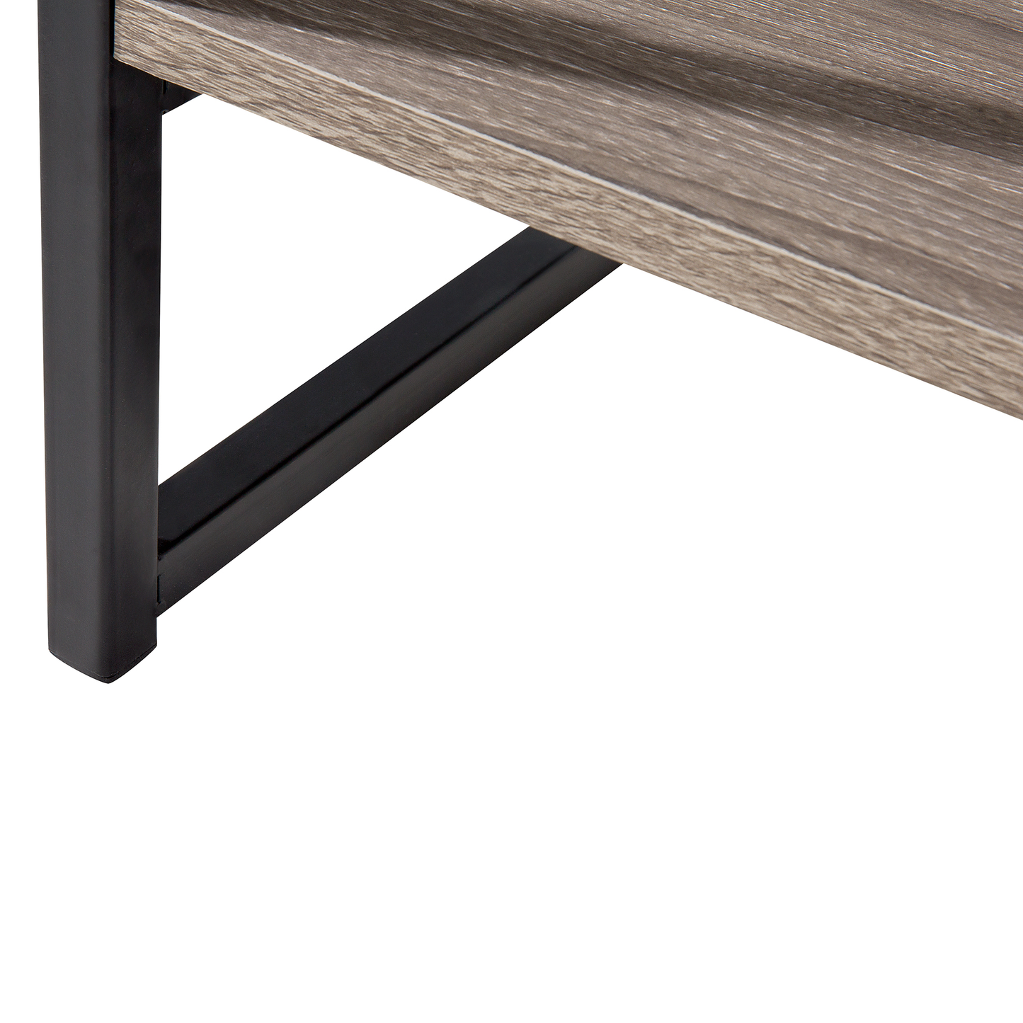 TV Stand Cabinet Dark Brown Black Metal 4 Shelves