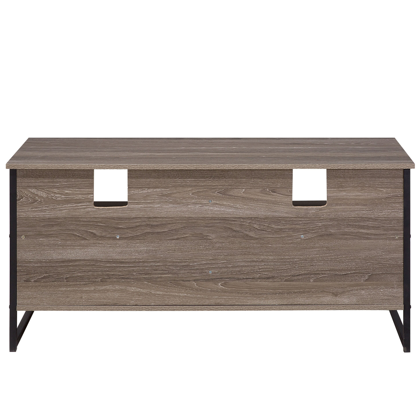 TV Stand Cabinet Dark Brown Black Metal 4 Shelves