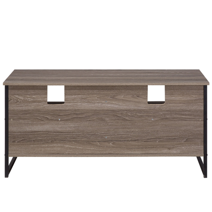 TV Stand Cabinet Dark Brown Black Metal 4 Shelves