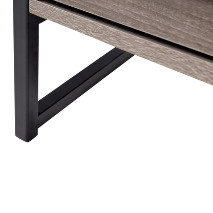 Taupe Wood and Metal Console Table TV Stand 3 Shelves 1 Drawer