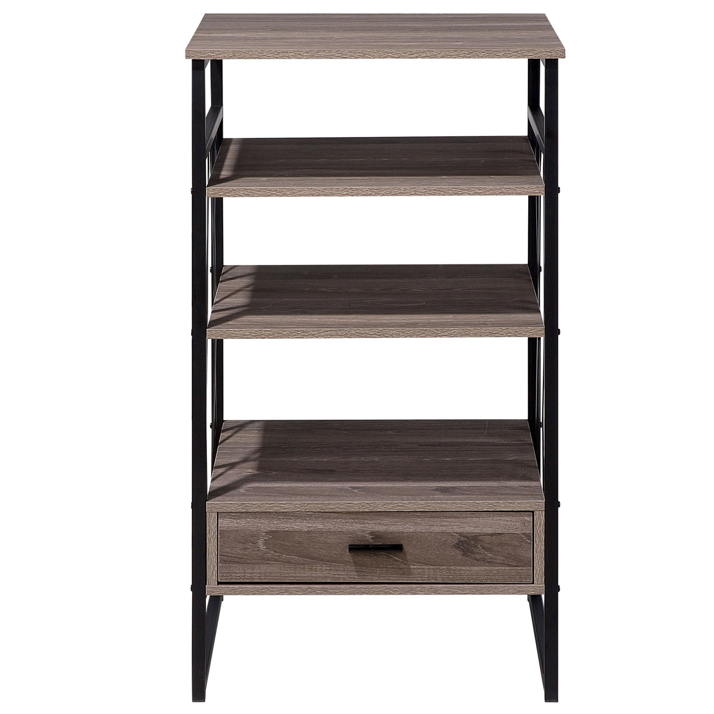Taupe Wood and Metal Console Table TV Stand 3 Shelves 1 Drawer