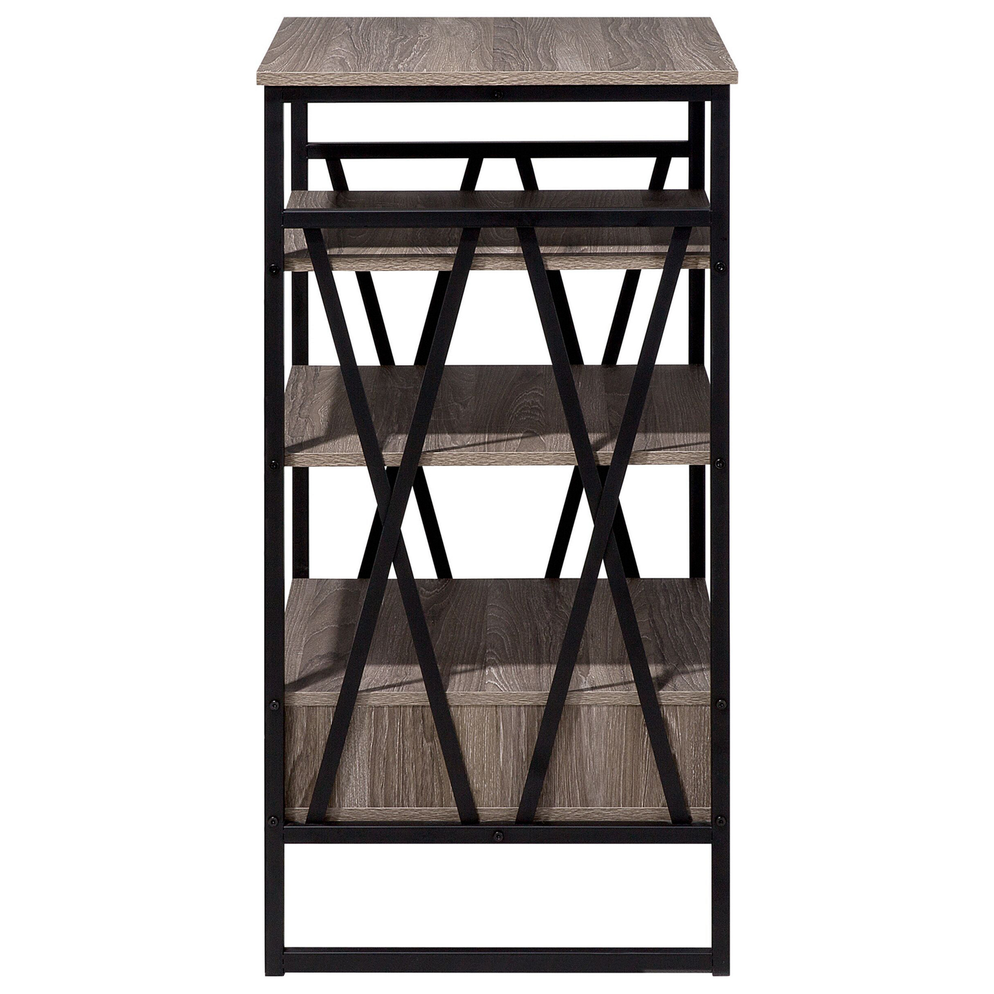 Taupe Wood and Metal Console Table TV Stand 3 Shelves 1 Drawer