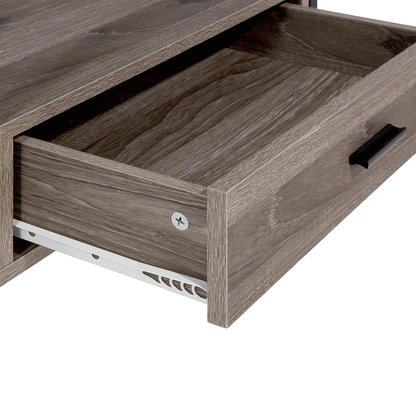 Taupe Wood and Metal Console Table TV Stand 3 Shelves 1 Drawer