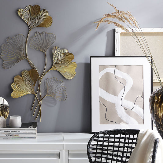 Golden Maidenhair Leaves Metal Wall Art 79cm