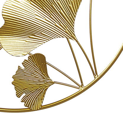 Golden Leaves In Frame Metal Wall Art 45cm