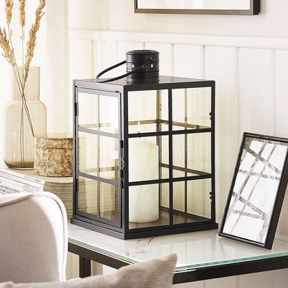 Lantern Black Metal 27cm Glass Wall With Handle For Scandinavian Decor