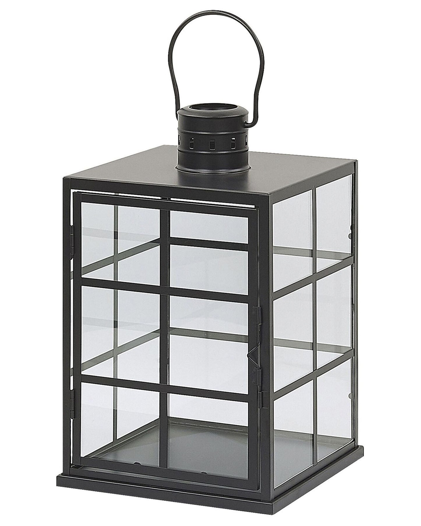 Lantern Black Metal 27cm Glass Wall With Handle For Scandinavian Decor