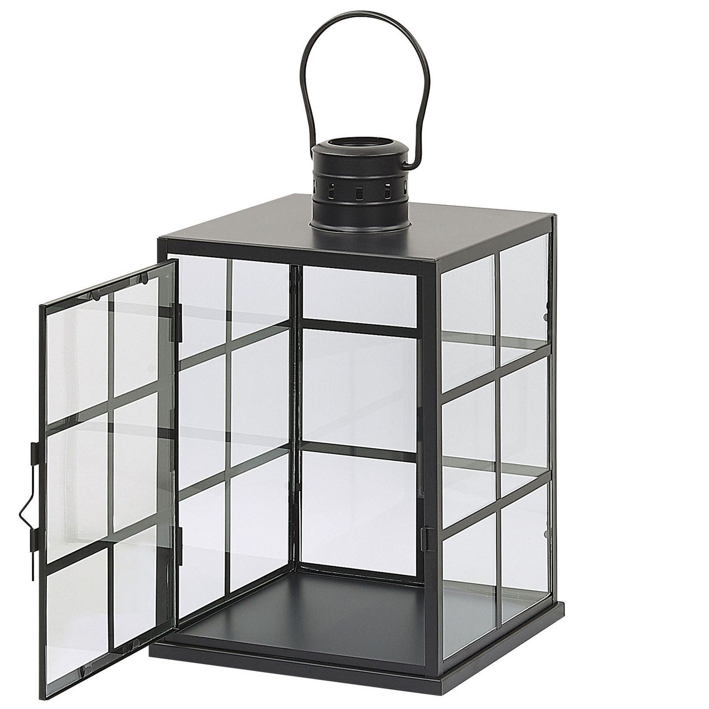 Lantern Black Metal 27cm Glass Wall With Handle For Scandinavian Decor