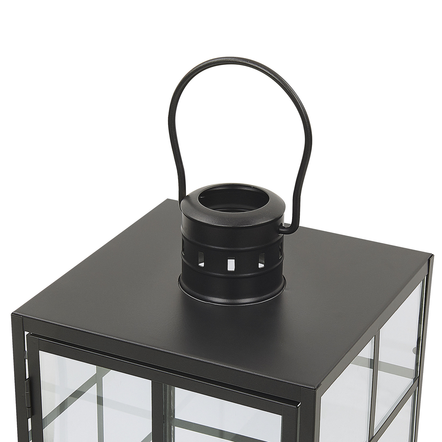 Lantern Black Metal 27cm Glass Wall With Handle For Scandinavian Decor