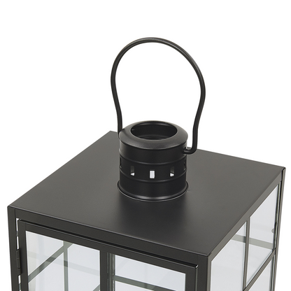 Lantern Black Metal 27cm Glass Wall With Handle For Scandinavian Decor