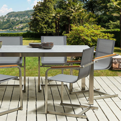 Cantilever Garden Chairs Set of 2 Grey Steel Frame