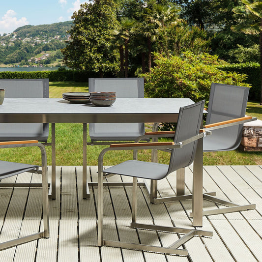 Cantilever Garden Chairs Set of 2 Grey Steel Frame