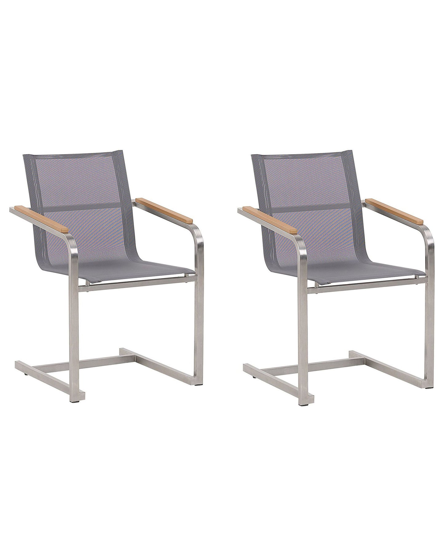 Cantilever Garden Chairs Set of 2 Grey Steel Frame