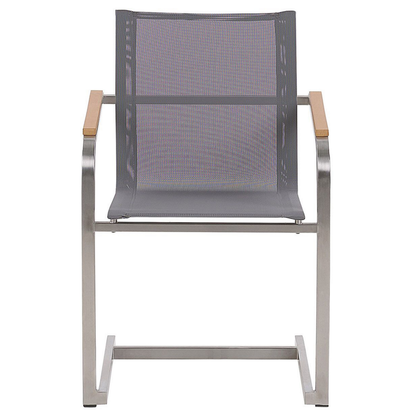 Cantilever Garden Chairs Set of 2 Grey Steel Frame