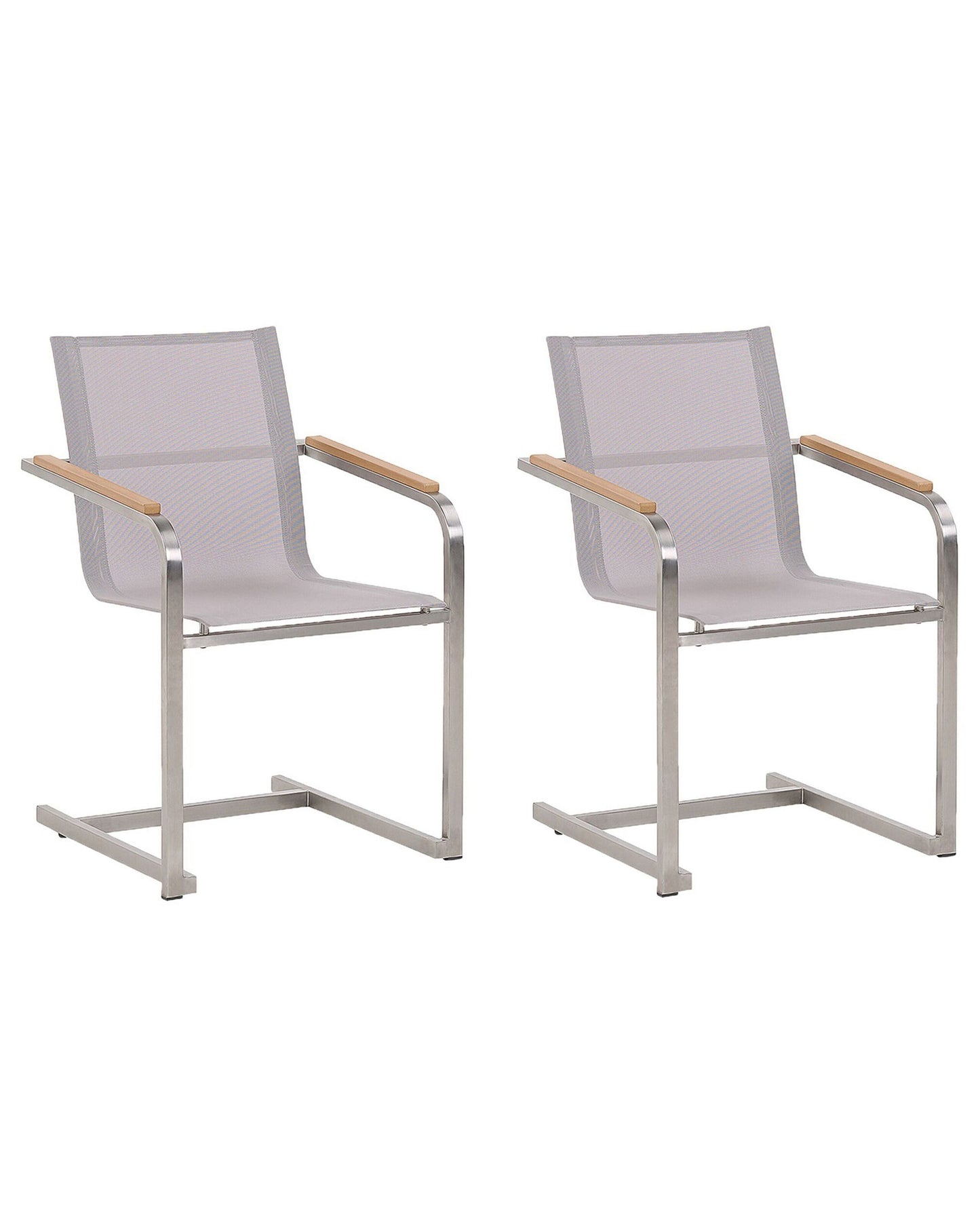 Outdoor Set of 2 Beige Garden Chairs Cantilever Steel