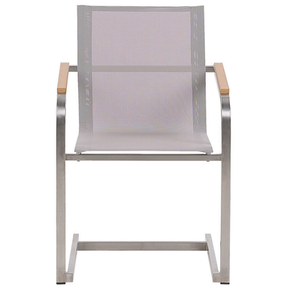 Outdoor Set of 2 Beige Garden Chairs Cantilever Steel
