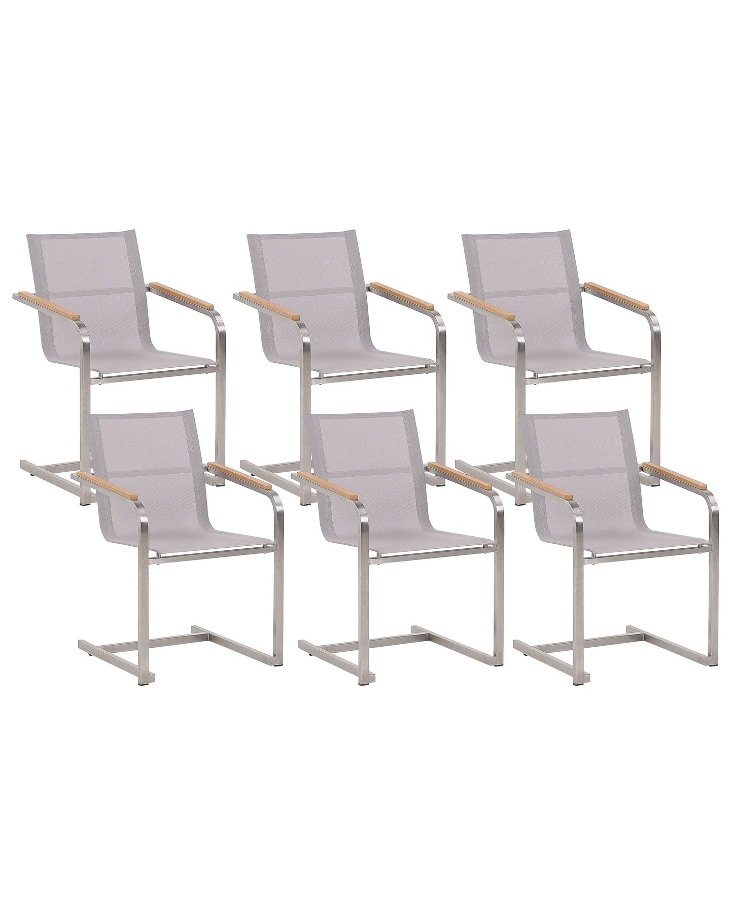 Garden Chair Set Of 6 Beige Cantilever With Stainless Steel Frame