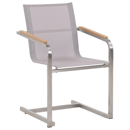 Garden Chair Set Of 6 Beige Cantilever With Stainless Steel Frame