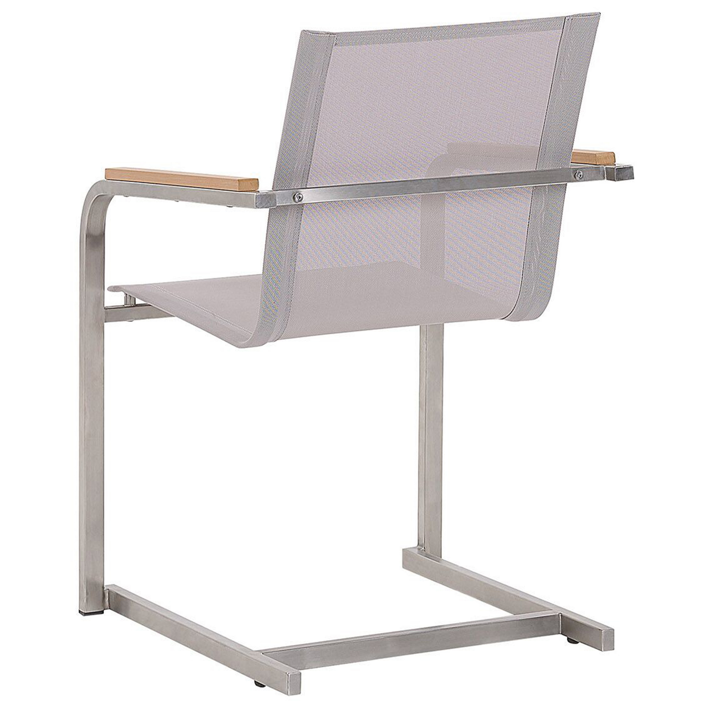 Garden Chair Set Of 6 Beige Cantilever With Stainless Steel Frame