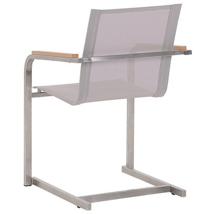 Garden Chair Set Of 6 Beige Cantilever With Stainless Steel Frame