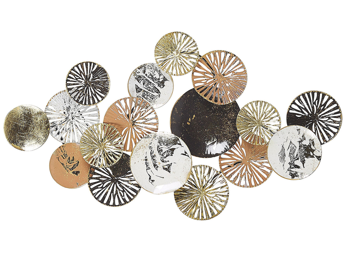 Copper And Gold Metal Round Wall Art 50cm Industrial Modern