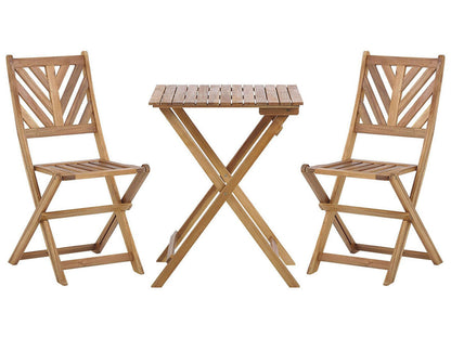Acacia 3 Piece Folding Bistro Set With Two Chairs And Table