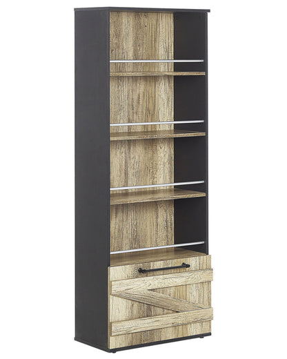 Barn Style Bookcase 163cm Light Brown and Black Particle Board Storage Shelf