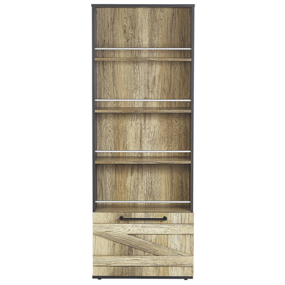 Barn Style Bookcase 163cm Light Brown and Black Particle Board Storage Shelf