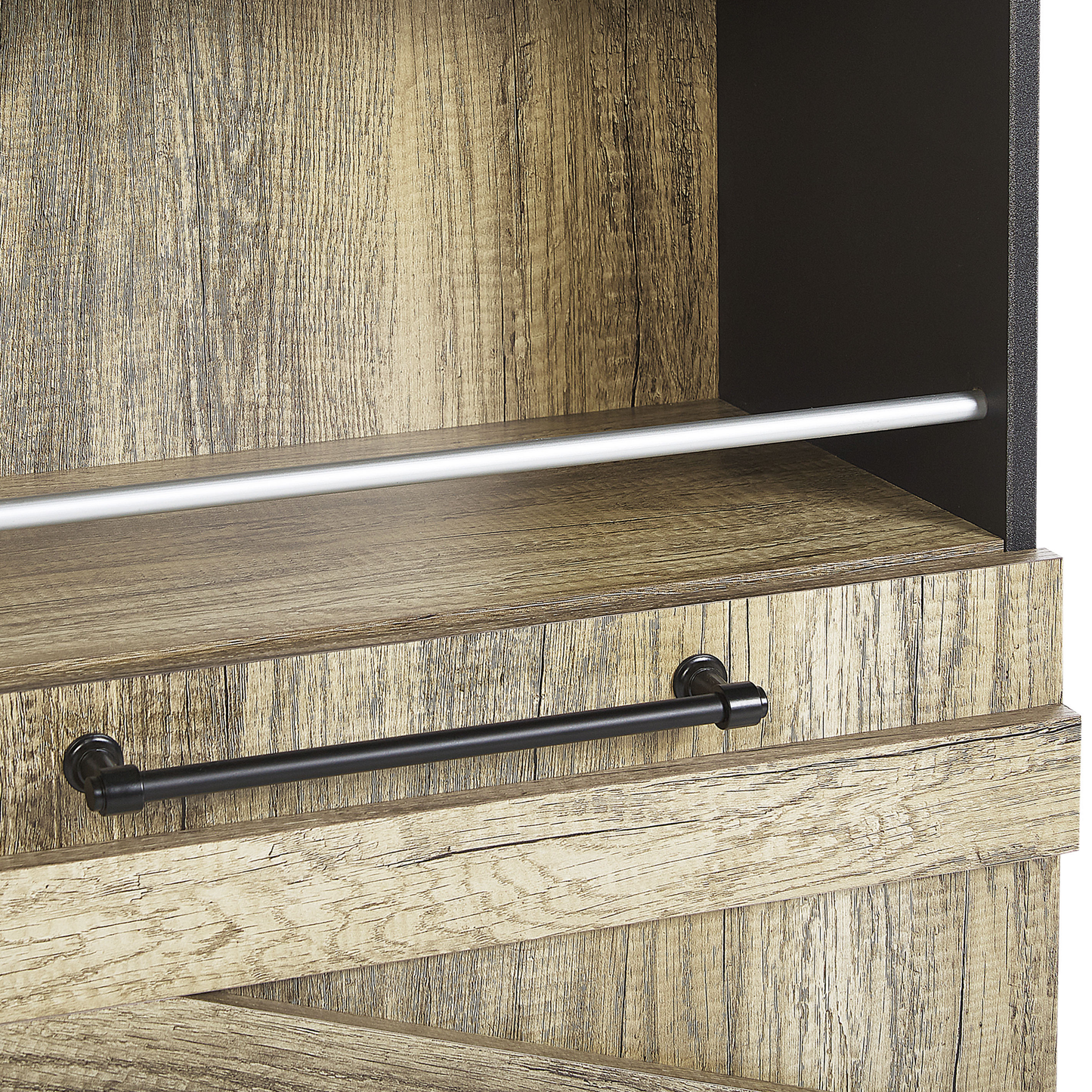 Barn Style Bookcase 163cm Light Brown and Black Particle Board Storage Shelf
