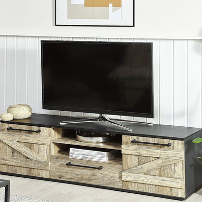 TV Stand Barn Style 43cm Light Brown and Black Particle Board with Cabinet and Drawer