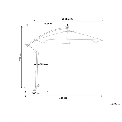 Cantilever Garden Parasol With LED Lights Beige Polyester Shade 285cm Aluminium Crank Outdoor Umbrella